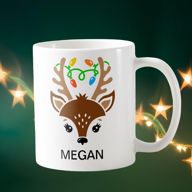 Christmas String Lights Antlers Reindeer Face Coffee Mug (Christmas String Lights Antlers Reindeer Face Coffee Mug
)