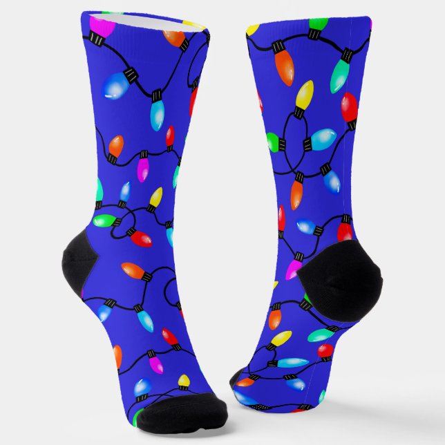 Christmas String Lights Pattern Socks (Angled)