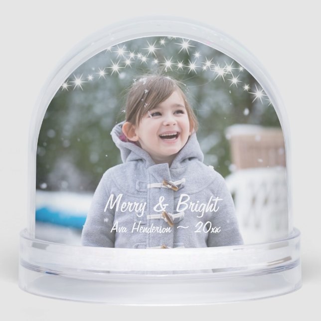 Christmas String Lights Photo Holiday Snowglobe (Front)