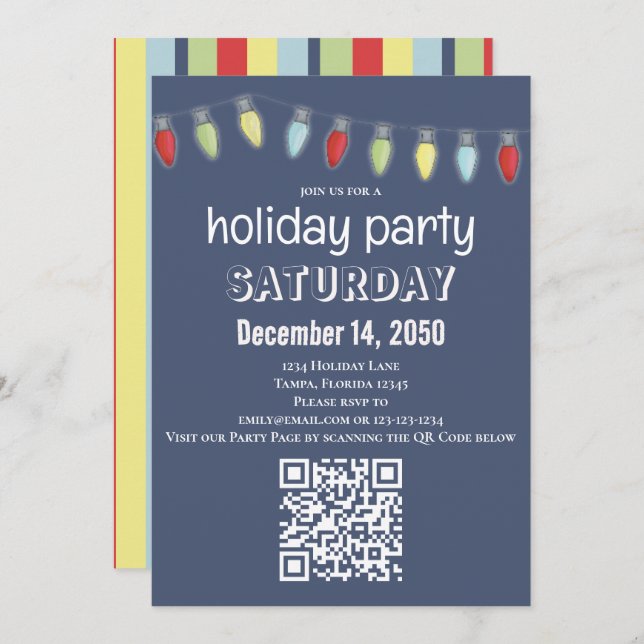 Christmas String Lights Whimsical Cute Typography Invitation (Front/Back)