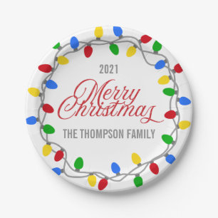 Christmas String of Lights   Circle Custom Paper Plate