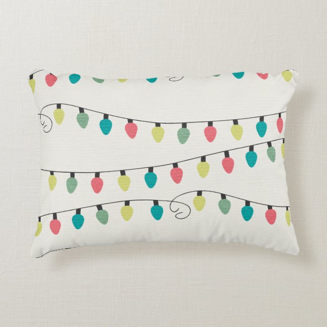 Christmas String of Lights Pattern Decorative Cushion (Front)