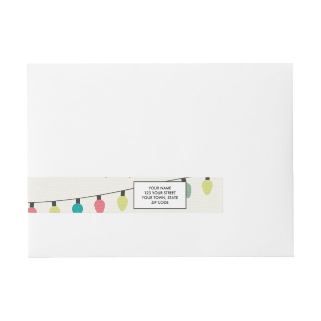Christmas String of Lights Pattern Wraparound Address Label (Front)