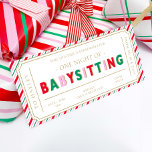 Christmas Stripe Babysitting Gift Voucher Card<br><div class="desc">This babysitting gift voucher design features a colourful dot design. The "babysitting" heading is an image that cannot be edited. All of the other text is fully editable. For more advanced customisation of this design,  simply select the "Customise It" button above.</div>