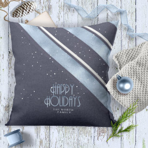 Christmas Stripe Pattern Blue/White ID862 Cushion