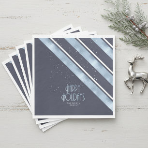 Christmas Stripe Pattern Blue/White ID862 Napkin