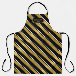 Christmas Stripe Pattern Gold/Black ID862  Apron