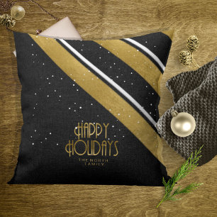 Christmas Stripe Pattern Gold/Black ID862 Cushion