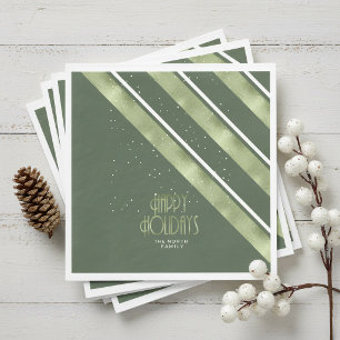 Christmas Stripe Pattern Green/White ID861 Napkin