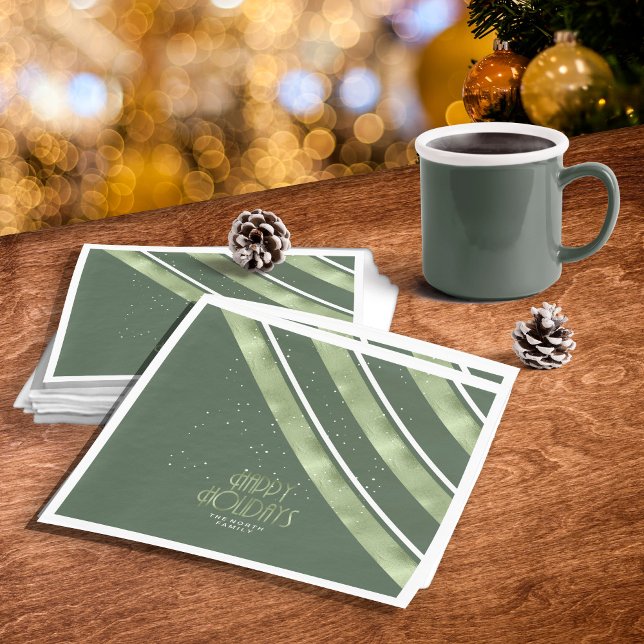 Christmas Stripe Pattern Green/White ID862 Napkin (Creator Uploaded)
