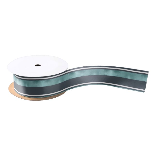 Christmas Stripe Pattern Teal ID862 Satin Ribbon (Spool)