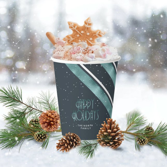 Christmas Stripe Pattern Teal/White ID862  Paper Cups (Creator Uploaded)