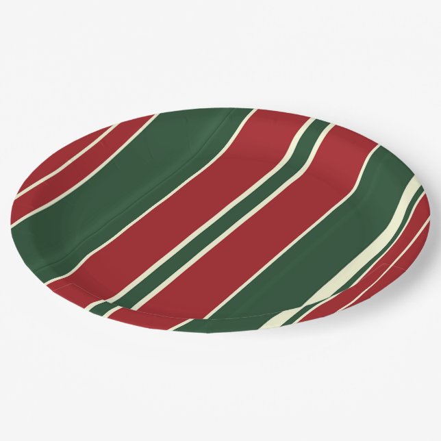 Christmas Stripes-12-Paper Plates (Angled)