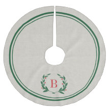 Christmas Stripes and Wreath Monogram Tree Skirt