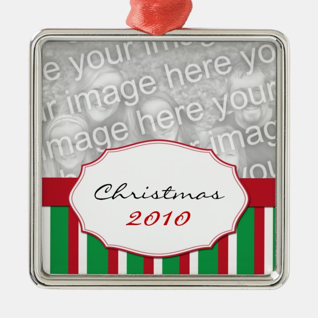 Christmas Stripes Christmas Tree Ornament (Front)