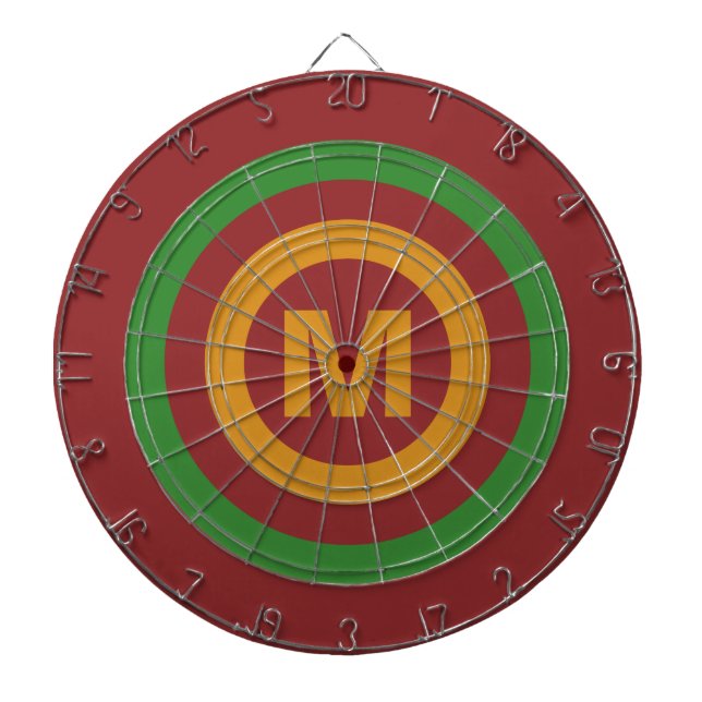 Christmas Stripes custom monogram dart board (Front)