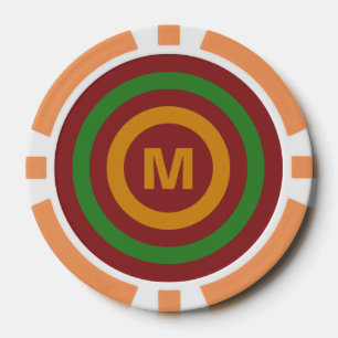 Christmas Stripes custom monogram poker chips