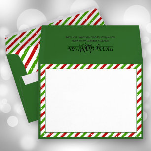 Christmas Stripes Green Holiday Envelope