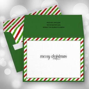 Christmas Stripes Holiday 5x7 Green Envelope