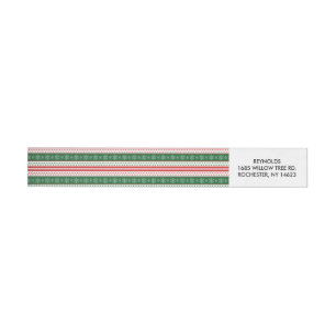 Christmas Stripes Modern Colourful Return Addres Wrap Around Label