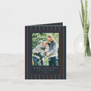 Christmas Stripes One Photo Holiday Card