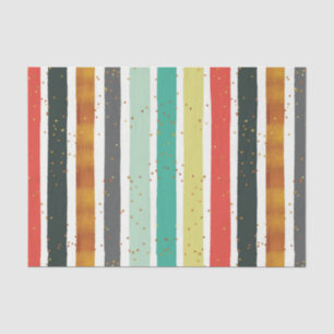 Christmas Stripes Pattern Gold Sparkles Tissue Paper