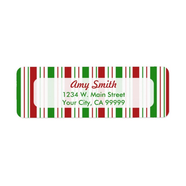 Christmas Stripes Pattern Return Address Labels (Front)