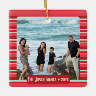 Christmas Stripes Photo Ornament