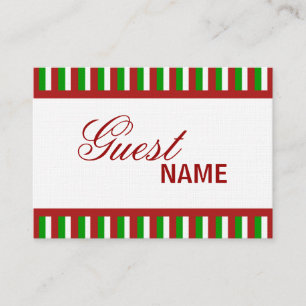 Christmas Stripes red Dinner Place Card