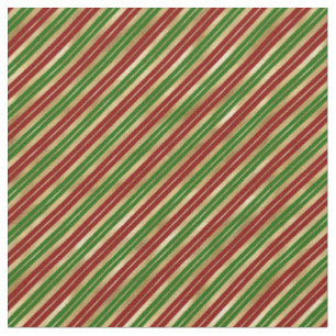 Christmas Stripes Red Green Gold Fabric