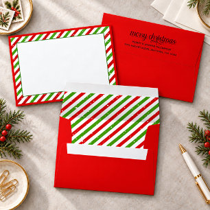 Christmas Stripes Red Holiday Envelope