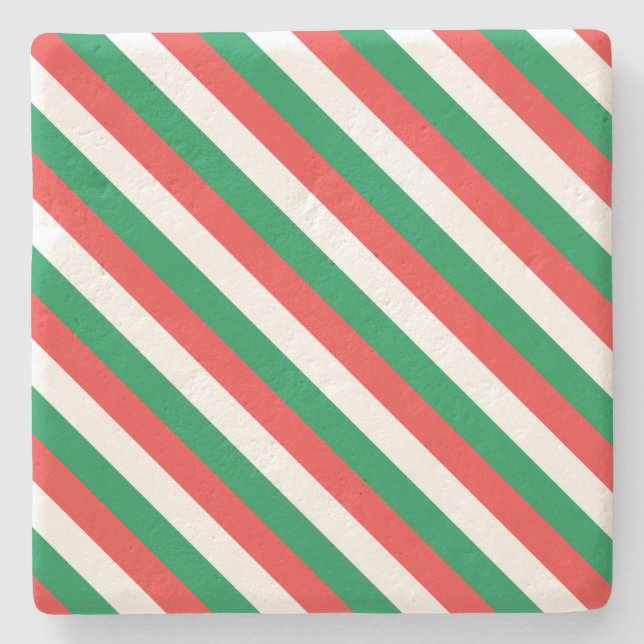 Christmas Stripes Square Coaster (Front)