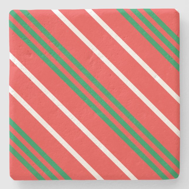 Christmas Stripes Square Coaster (Front)