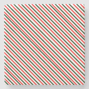 Christmas Stripes Stone Coaster