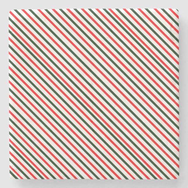 Christmas Stripes Stone Coaster (Front)