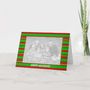 Christmas Stripes (wide photo frame) Holiday Card