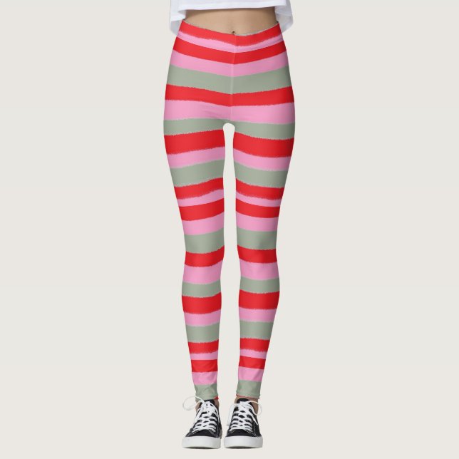 Christmas Stripes Women's Leggings (Front)
