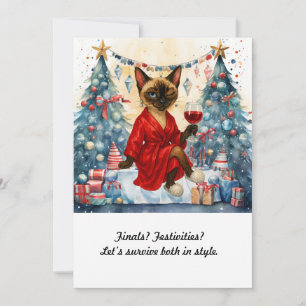 Christmas Study Break Invitation Siamese Cat