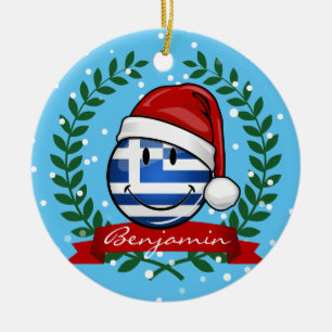 Christmas Style Greek Flag Ceramic Tree Decoration
