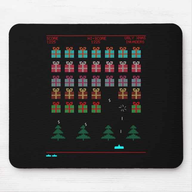 Christmas Style Retro Video Game  Mouse Pad (Front)