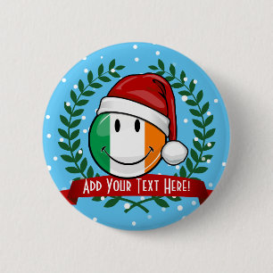 Christmas Style Smiling Irish Flag 6 Cm Round Badge