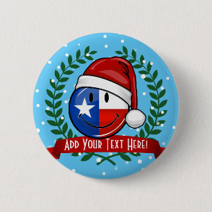 Christmas Style Smiling Texas Flag 6 Cm Round Badge