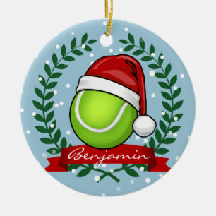 Christmas Style Tennis Ball Ceramic Ornament