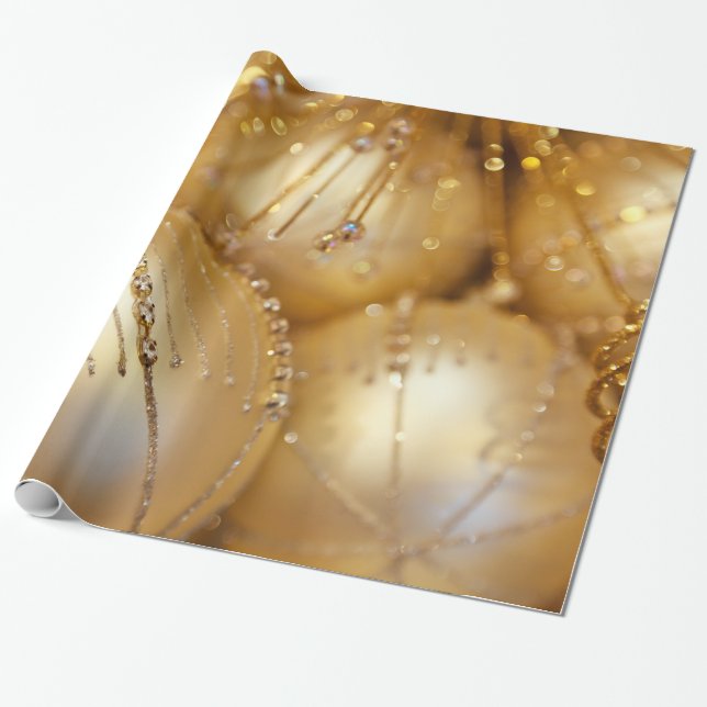 Christmas Stylish Shiny Gold Ornaments Texture Wrapping Paper (Unrolled)