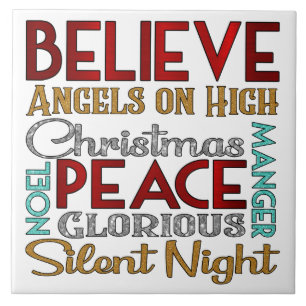 Christmas Subway text Ceramic Tile