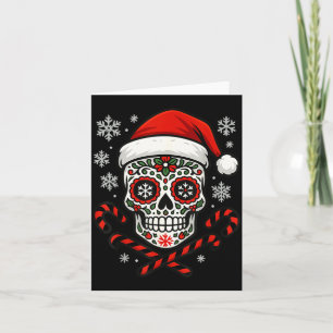 Christmas Sugar Calavera Skull Santa Hat Candy Can Card