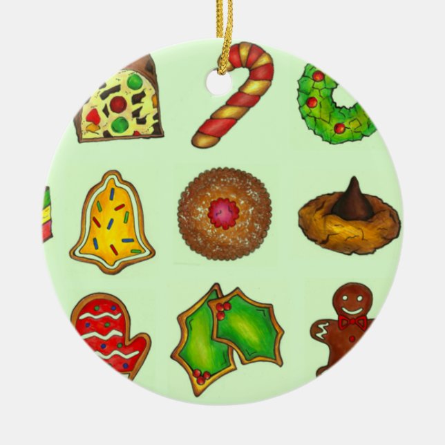 Christmas Sugar Cookies Holiday Baking Sand Tart Ceramic Ornament (Front)