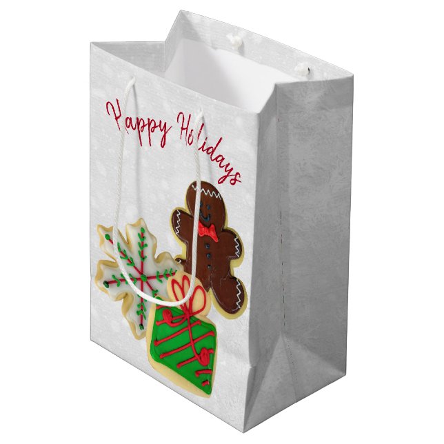 Christmas Sugar Cookies Medium Gift Bag (Front Angled)