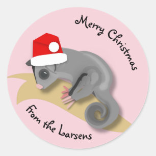 Christmas Sugar Glider Classic Round Sticker