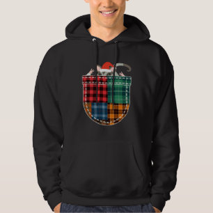 Christmas Sugar Glider with Santa Hat in Plaid Poc Hoodie